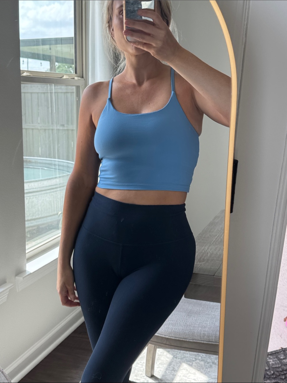 Light Blue Spaghetti Strap Crop Tank - Picture 9 of 11
